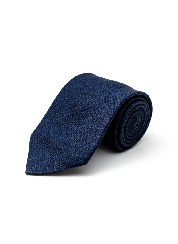 Solid Navy Silk Shappe Diamante Print Tie