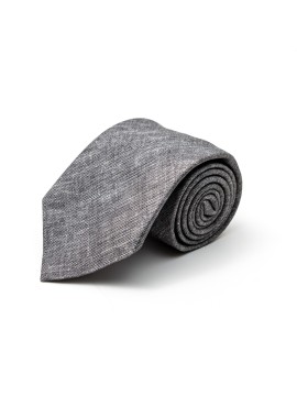Solid Grey Silk Shappe Diamante Print Tie