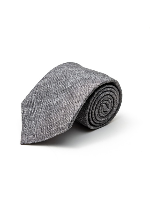 Solid Grey Silk Shappe Diamante Print Tie