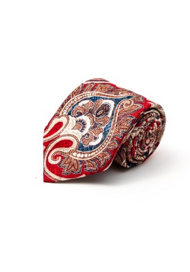 Brown/Denim/Crimson Silk Shappe Diamante Print Tie 