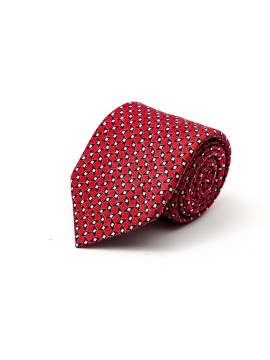 Crimson/Navy Diamond Links Silk Shappe Diamante Print Tie