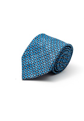 Denim/Navy Diamond Links Silk Shappe Diamante Print Tie 