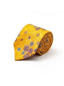 Sunglow Foulard Silk Shappe Diamante Print Tie