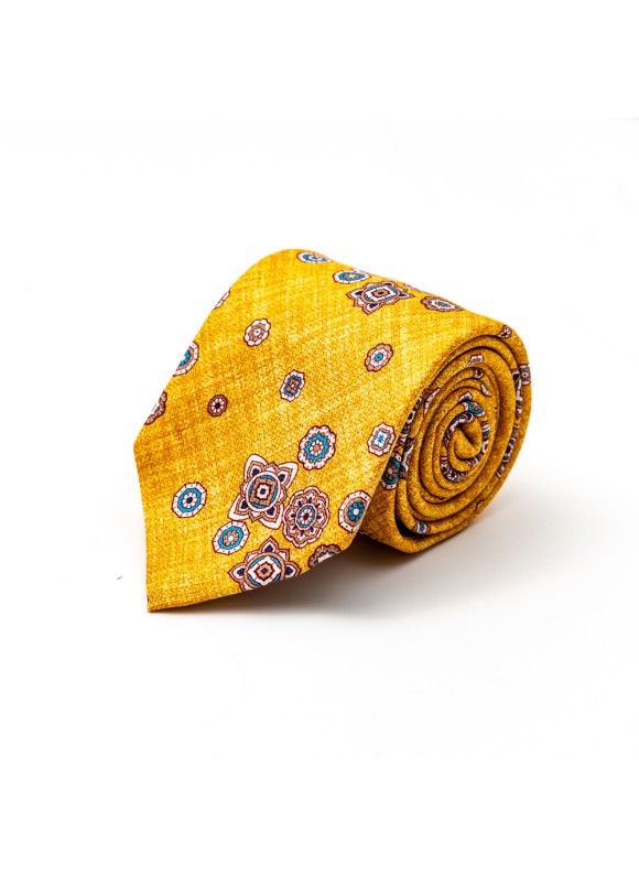 Sunglow Foulard Silk Shappe Diamante Print Tie