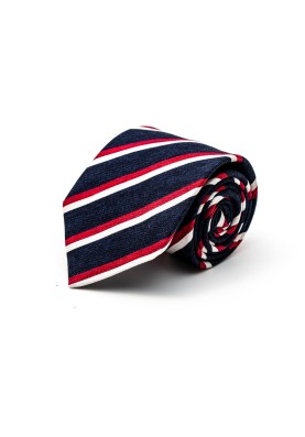 Navy/Crimson Regimental Stripes Silk Shappe Diamante Print Tie 