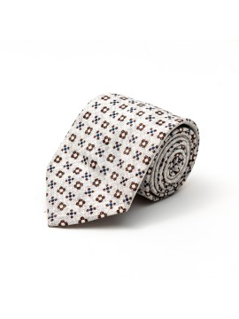 Grey Floral Neat Silk Shappe Diamante Print Tie