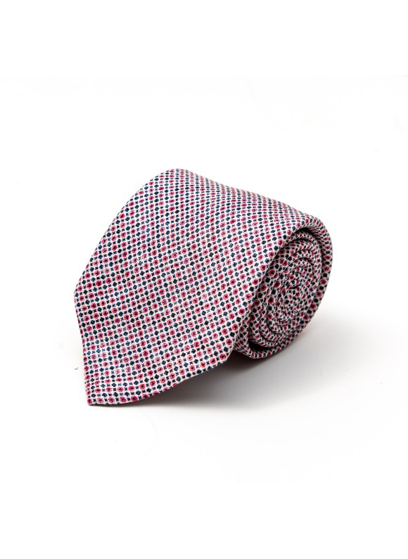 Pink/Navy Neat Silk Shappe Diamante Print Tie