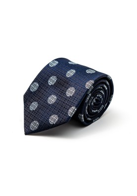 Midnight/Grey Textured Dots Silk Tie 