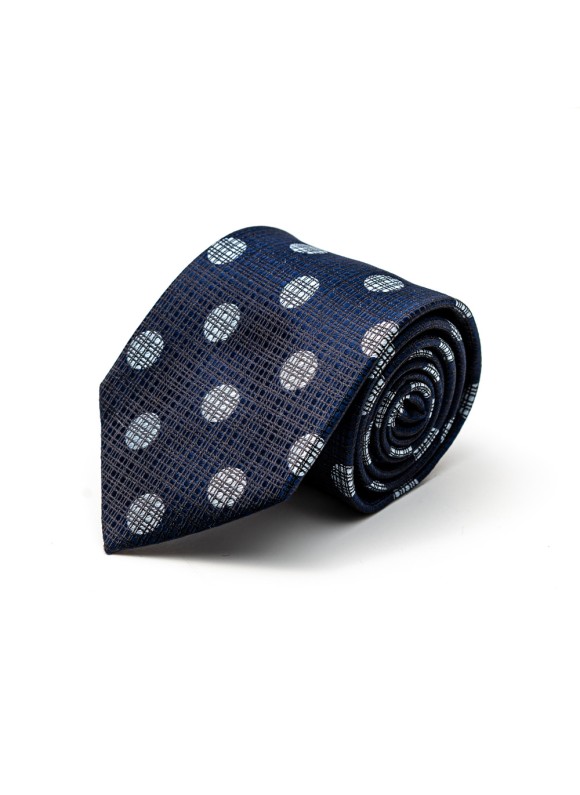 Midnight/Grey Textured Dots Silk Tie