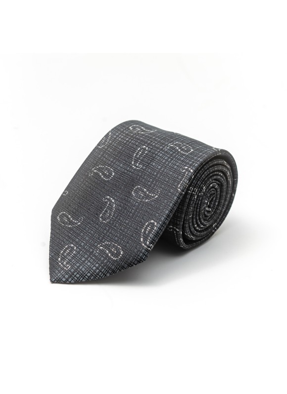 Chrome/Pewter Textured Pines Silk Tie