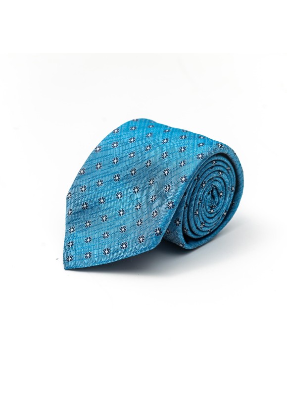 Sky Blue Floret Neat Silk Tie