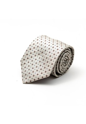 Off White/Brown Sugar Floret Neat Silk Tie 