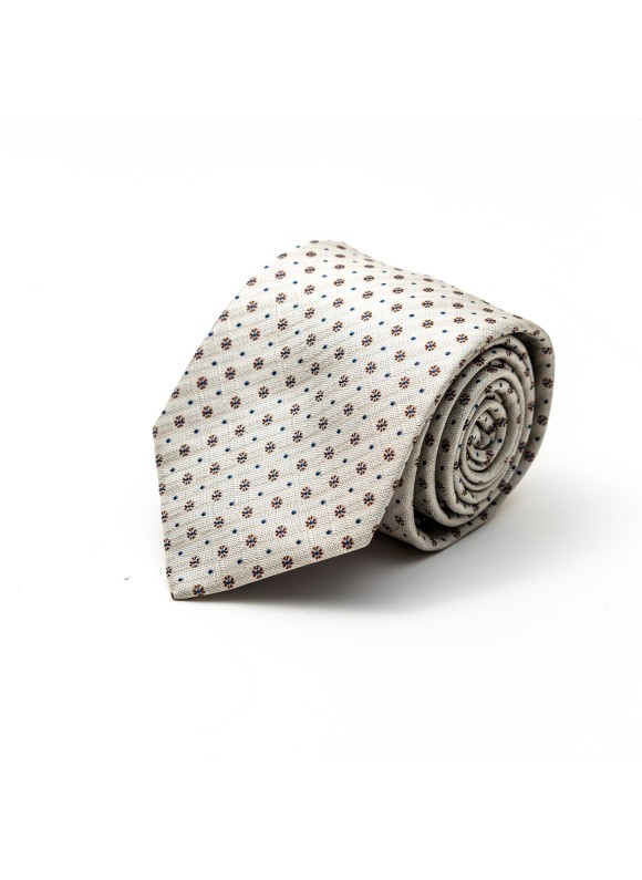 Off White/Brown Sugar Floret Neat Silk Tie