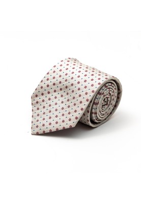 Off White/Lt. Red Floret Neat Silk Tie 