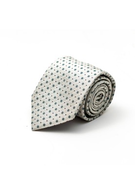 Off White/Persian Green Floret Neat Silk Tie 