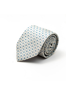 Off White/Sky Blue Floret Neat Silk Tie 