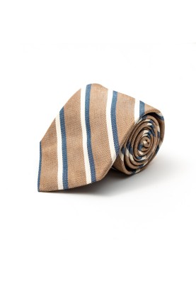 Sand/Denim/Beige Stripes Cotton/Silk Tie 