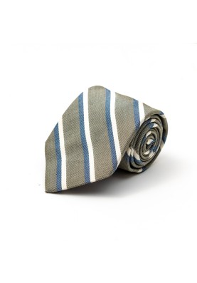 Grey/Beige/Denim Stripes Cotton/Silk Tie 