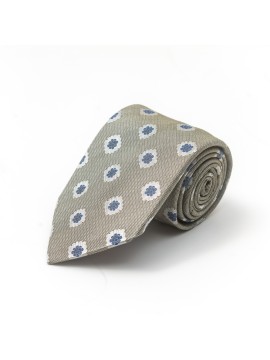 Grey/Blue Foulard Cotton/Silk Tie