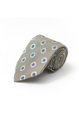 Grey/Blue Foulard Cotton/Silk Tie 