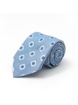 Powder Blue/Blue Foulard Cotton/Silk Tie