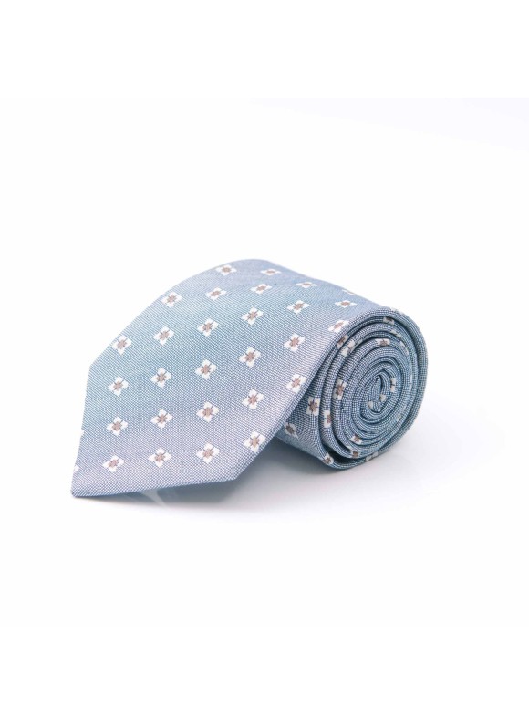 Denim/Sand/Beige Neat Cotton/Silk Tie