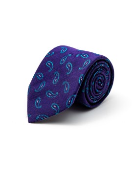 Purple/Metallic Blue Almond Pines Cotton/Silk Tie