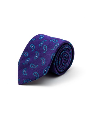 Purple/Metallic Blue Almond Pines Cotton/Silk Tie 