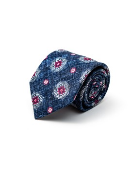 Denim Foulard Silk Shappe Diamante Tie