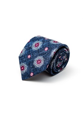 Denim Foulard Silk Shappe Diamante Tie 