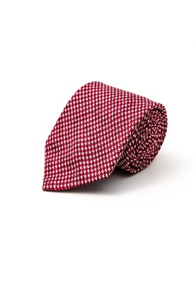 Crimson Houndstooth Silk Shappe Diamante Tie 