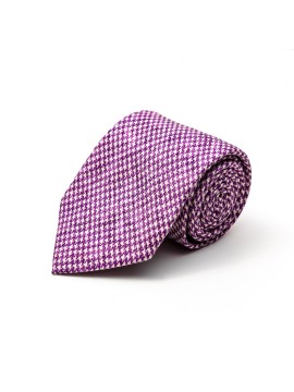 Purple Houndstooth Silk Shappe Diamante Tie