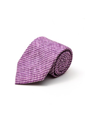 Purple Houndstooth Silk Shappe Diamante Tie 