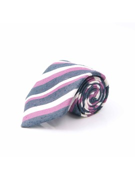 Purple/Navy Stripes Silk Shantang Tie