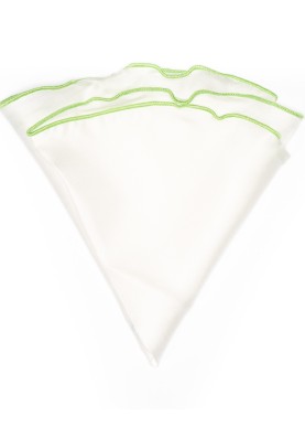 White Silk /Lawn Green Trim Silk Pocket Circle 