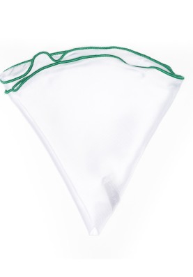 White Silk /Emerald Trim Silk Pocket Circle 