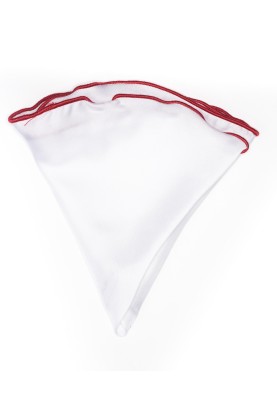 White Silk/ Red Trim Silk Pocket Circle 