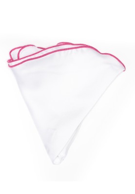 White Silk/ Hot Pink Trim Silk Pocket Circle 