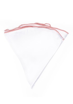 White Silk/ Light Coral Trim Silk Pocket Circle 