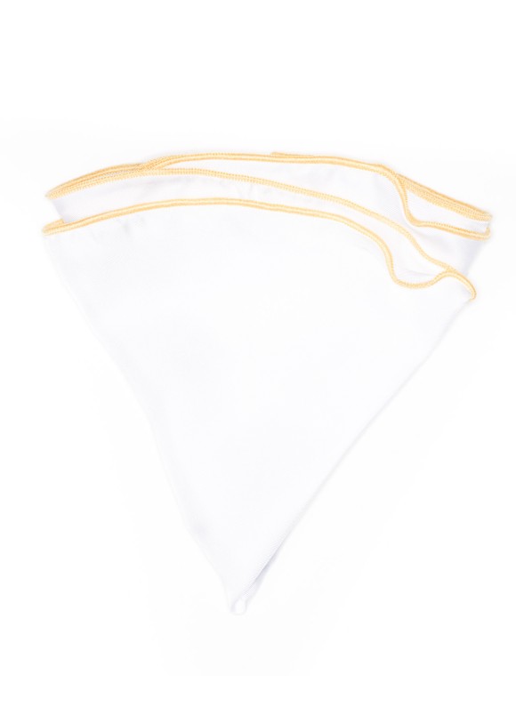 White Silk/ Pale Yellow Trim Silk Pocket Circle