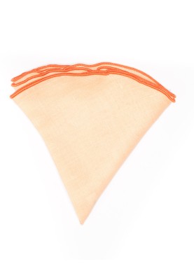 Solid Light Orange Linen/Orange Trim Linen Pocket Circle 