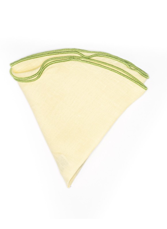 Solid Lime Green Linen/Lime Green Trim Linen Pocket Circle