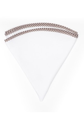 White Linen/Brown/White Gingham Trim Linen Pocket Circle 