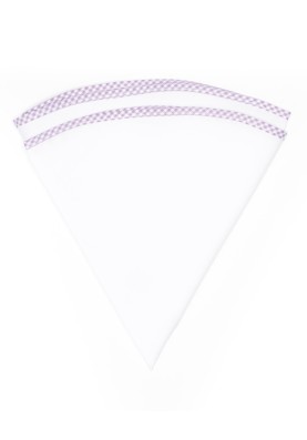 White Linen/Purple/White Gingham Trim Linen Pocket Circle 