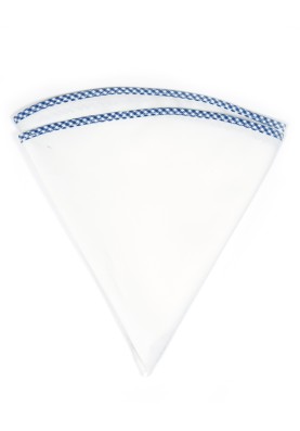 White Linen/Blue/White Gingham Trim Linen Pocket Circle 