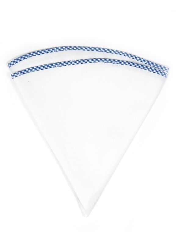 White Linen/Blue/White Gingham Trim Linen Pocket Circle