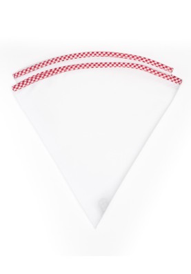 White Linen/Red/White Gingham Trim Linen Pocket Circle 