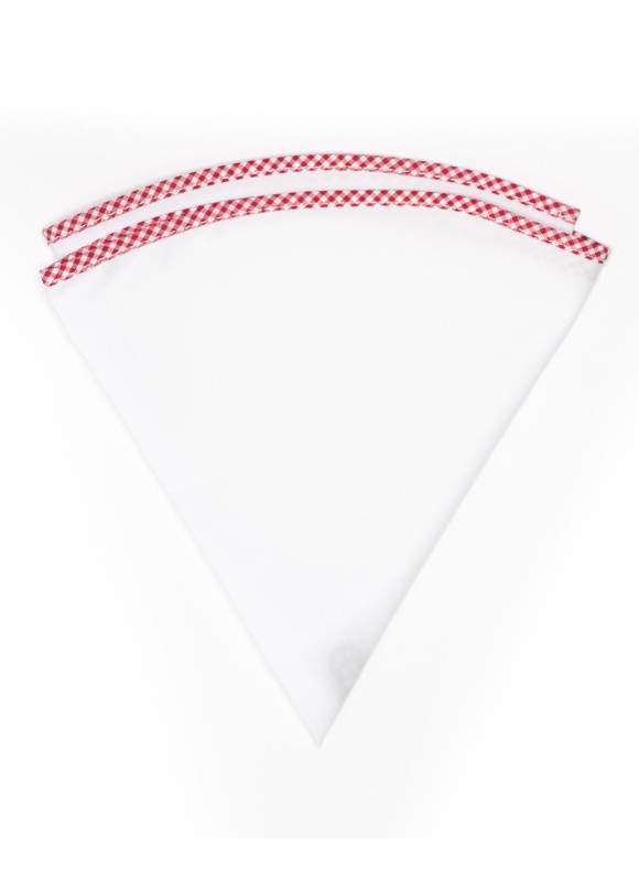 White Linen/Red/White Gingham Trim Linen Pocket Circle