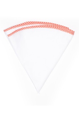 White Linen/Orange/White Gingham Trim Linen Pocket Circle 