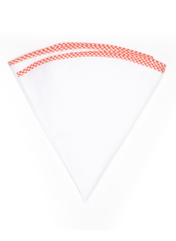 White Linen/Orange/White Gingham Trim Linen Pocket Circle